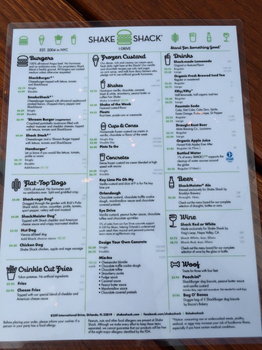 Shake Shack Menu